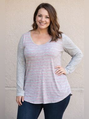LuLaRoe Striped Long Sleeve Lynnae Top